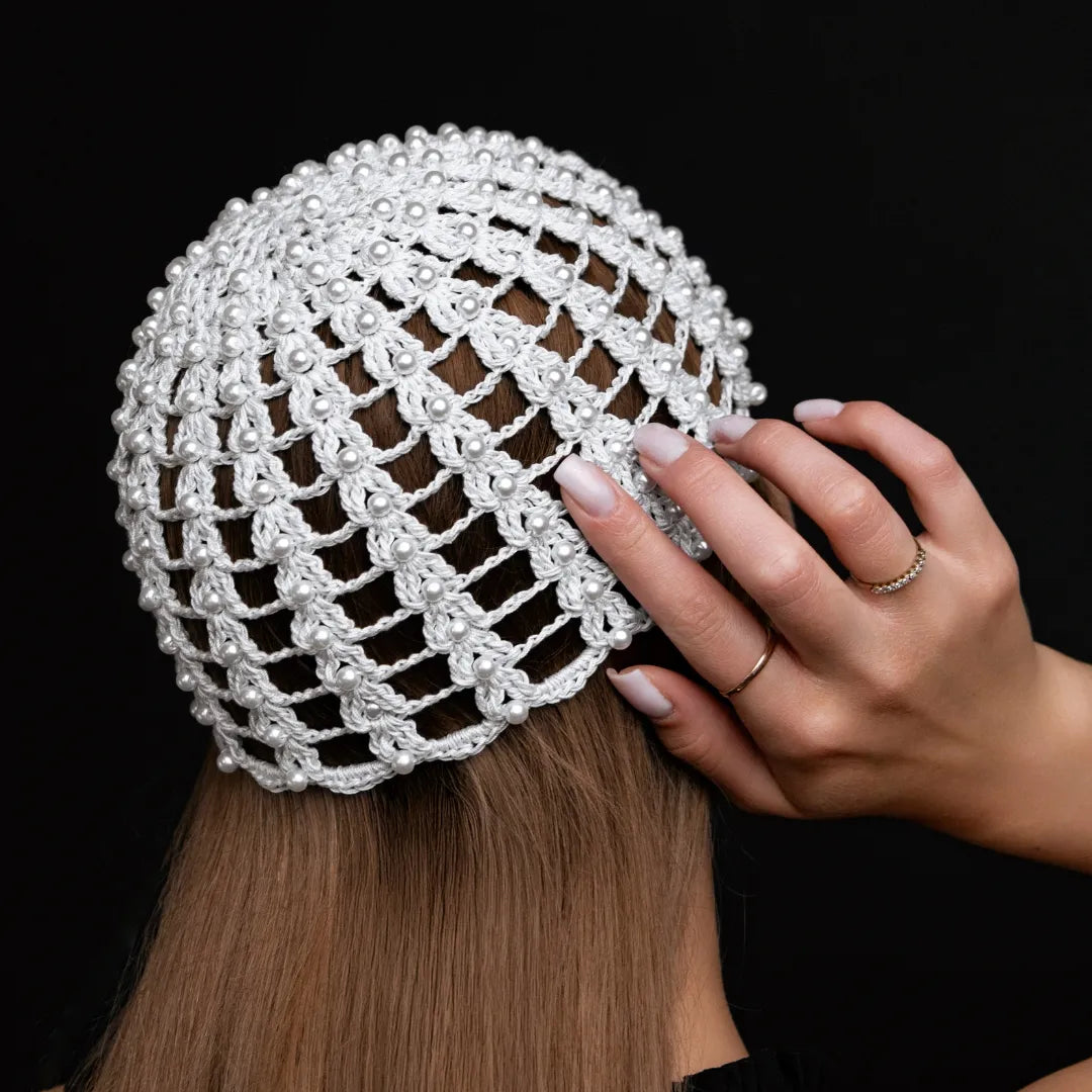 Mesh beanie Audrey with pearls