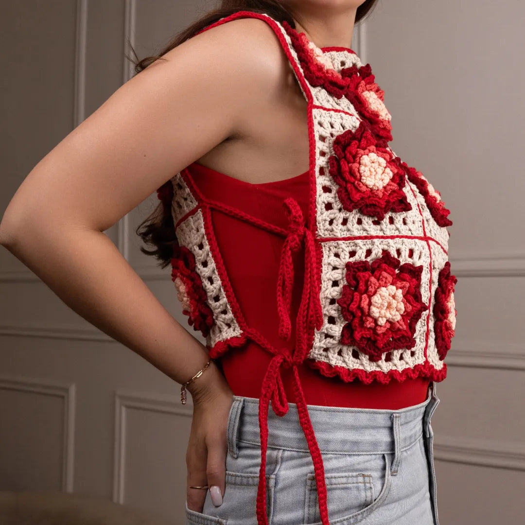Floral granny square vest Lindsey