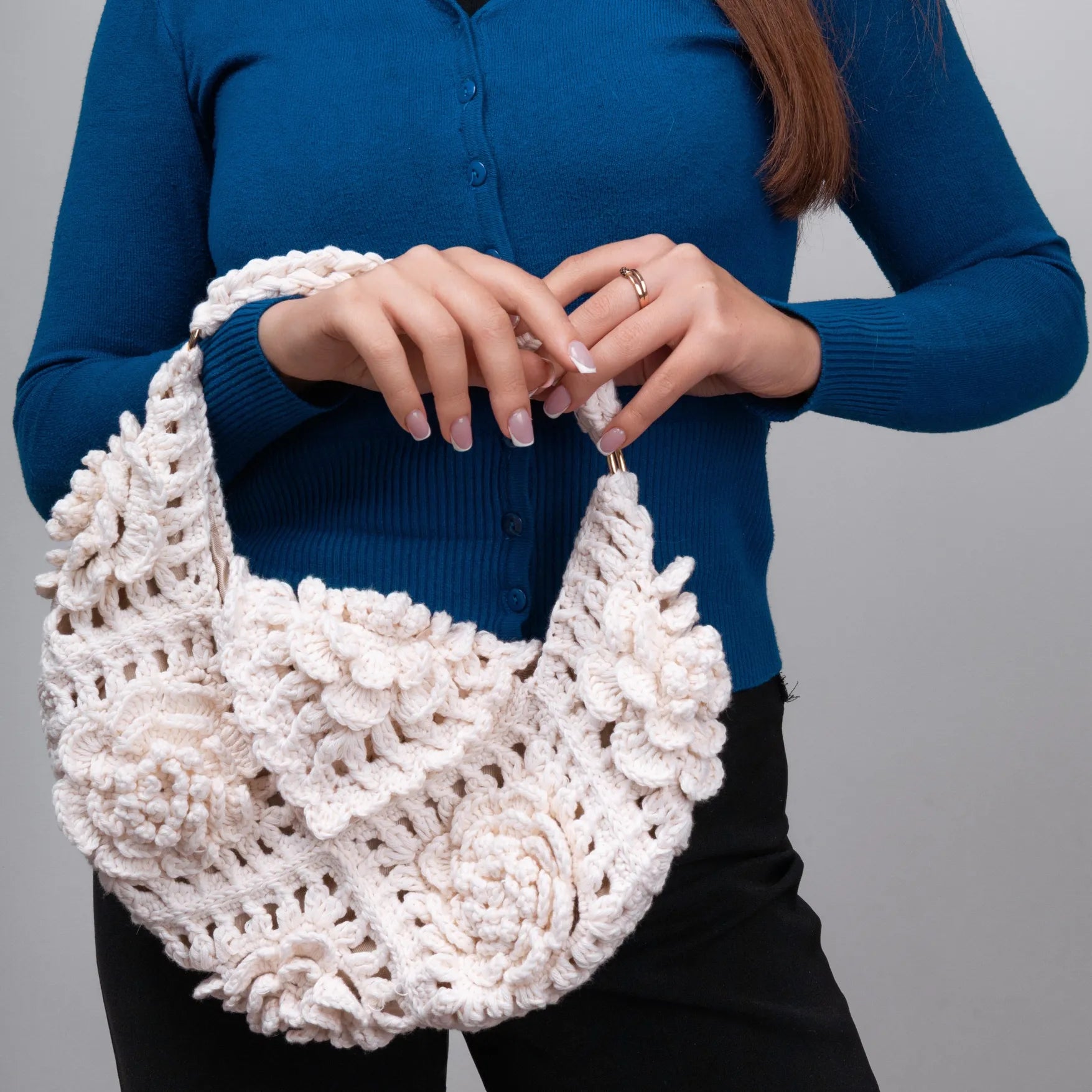 Flower granny square handbag