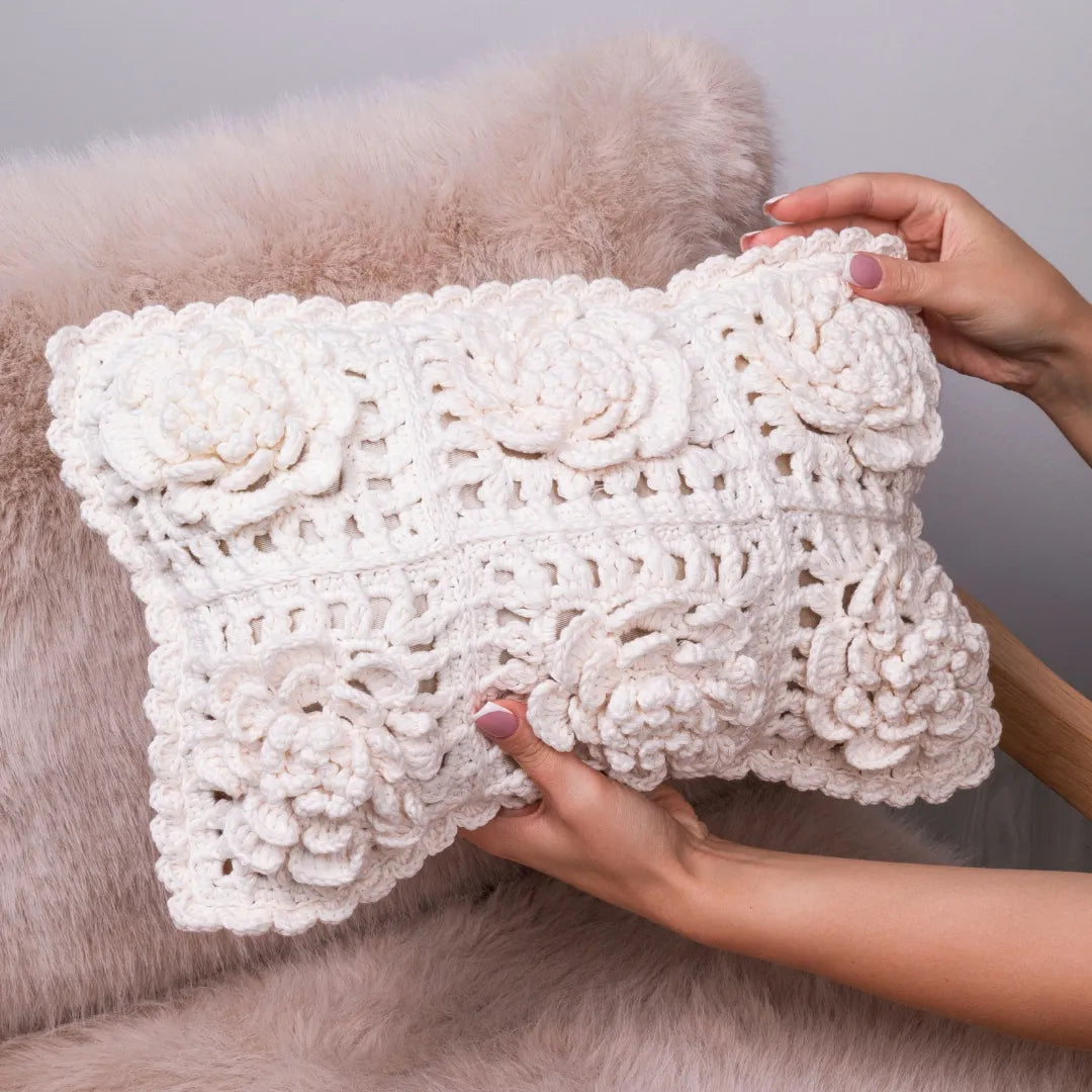 Flower granny square pillow