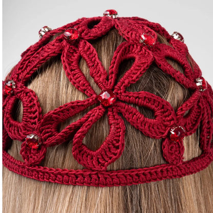 Floral beanie with rhinestones