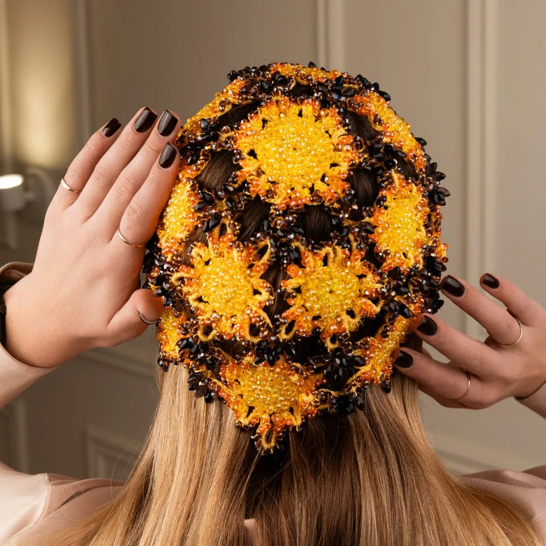 Carnaval floral beanie Jessica with beads