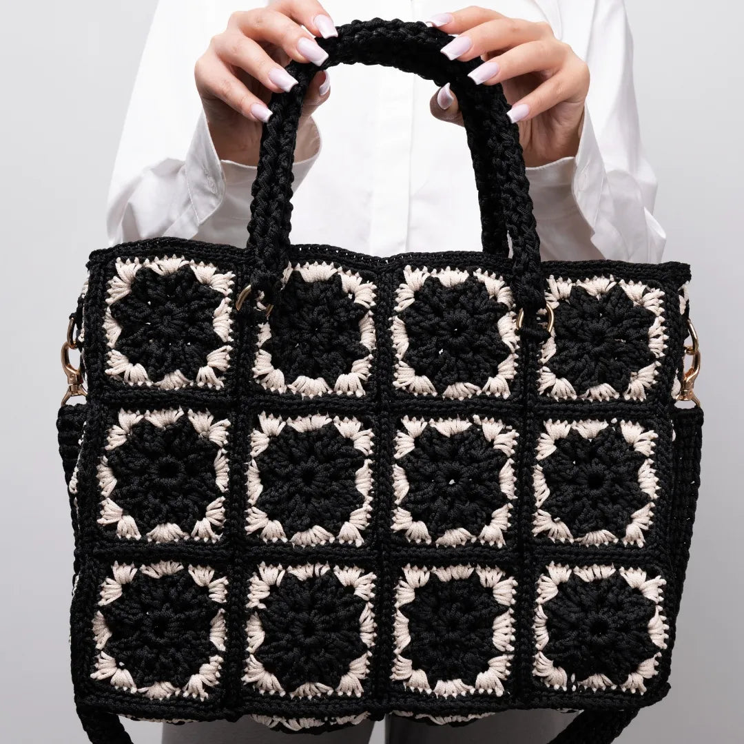 Granny square floral bag
