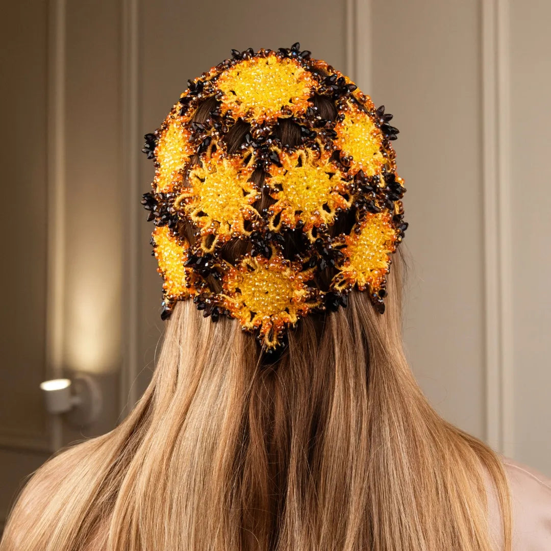 Carnaval floral beanie Jessica with beads