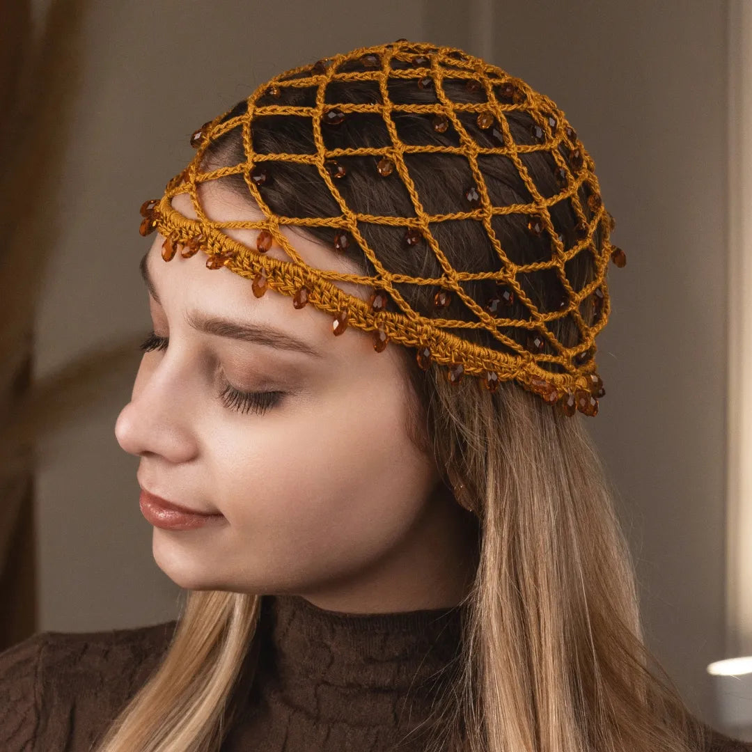 Mesh beania Eva with beads