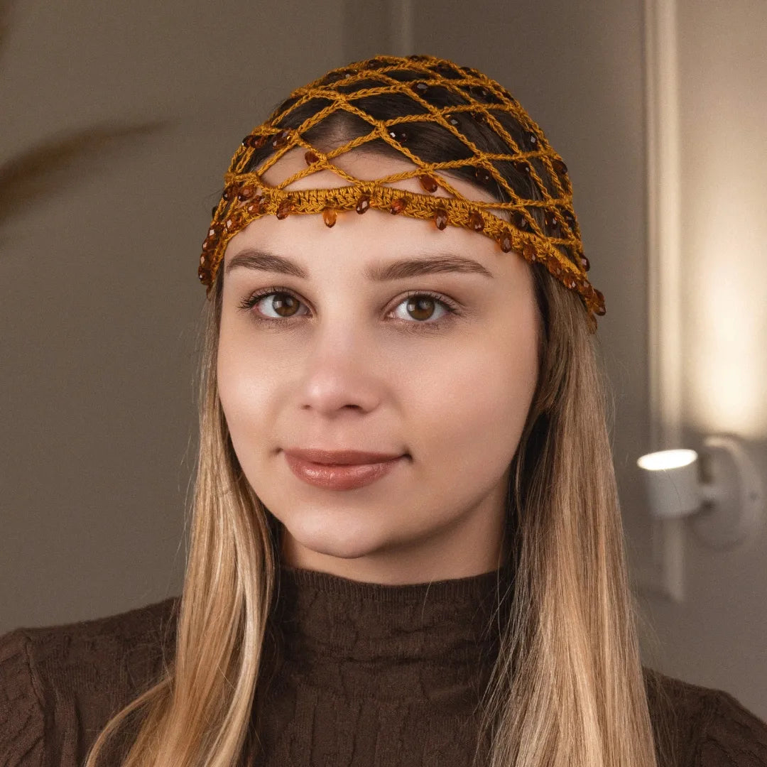 Mesh beania Eva with beads