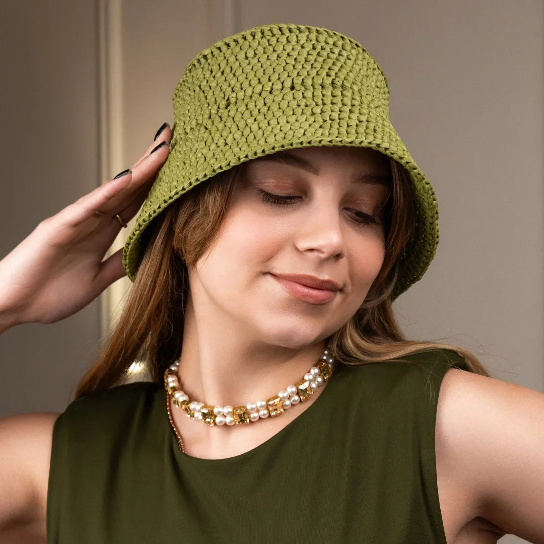 Raffia bucket hat