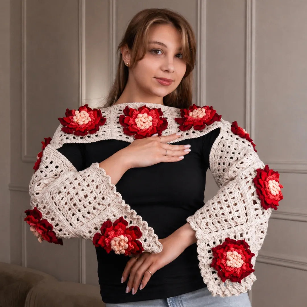 Floral granny square bolero