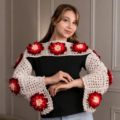 Floral granny square bolero
