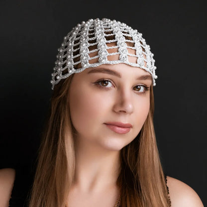 Mesh beanie Audrey with pearls
