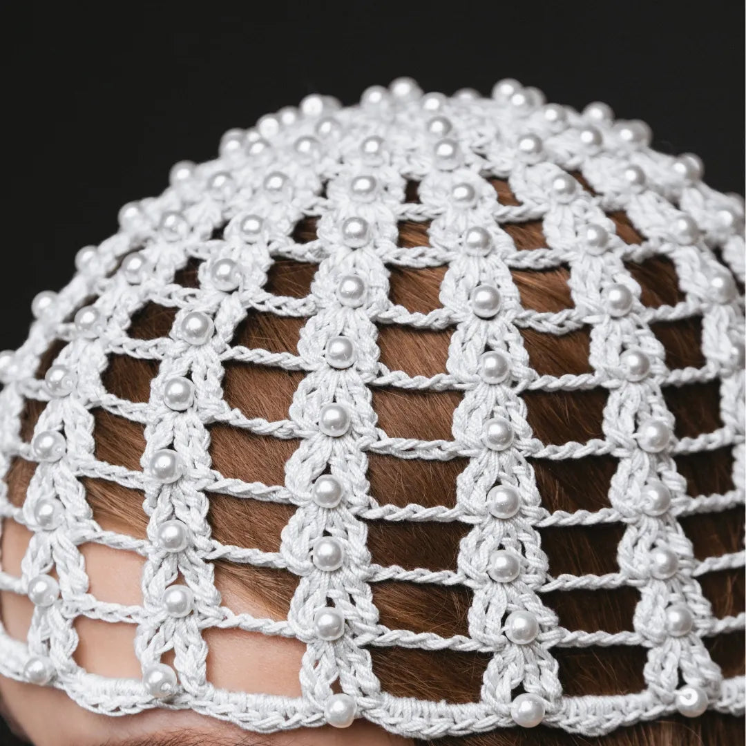 Mesh beanie Audrey with pearls