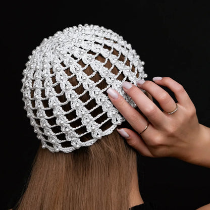Mesh beanie Audrey with pearls
