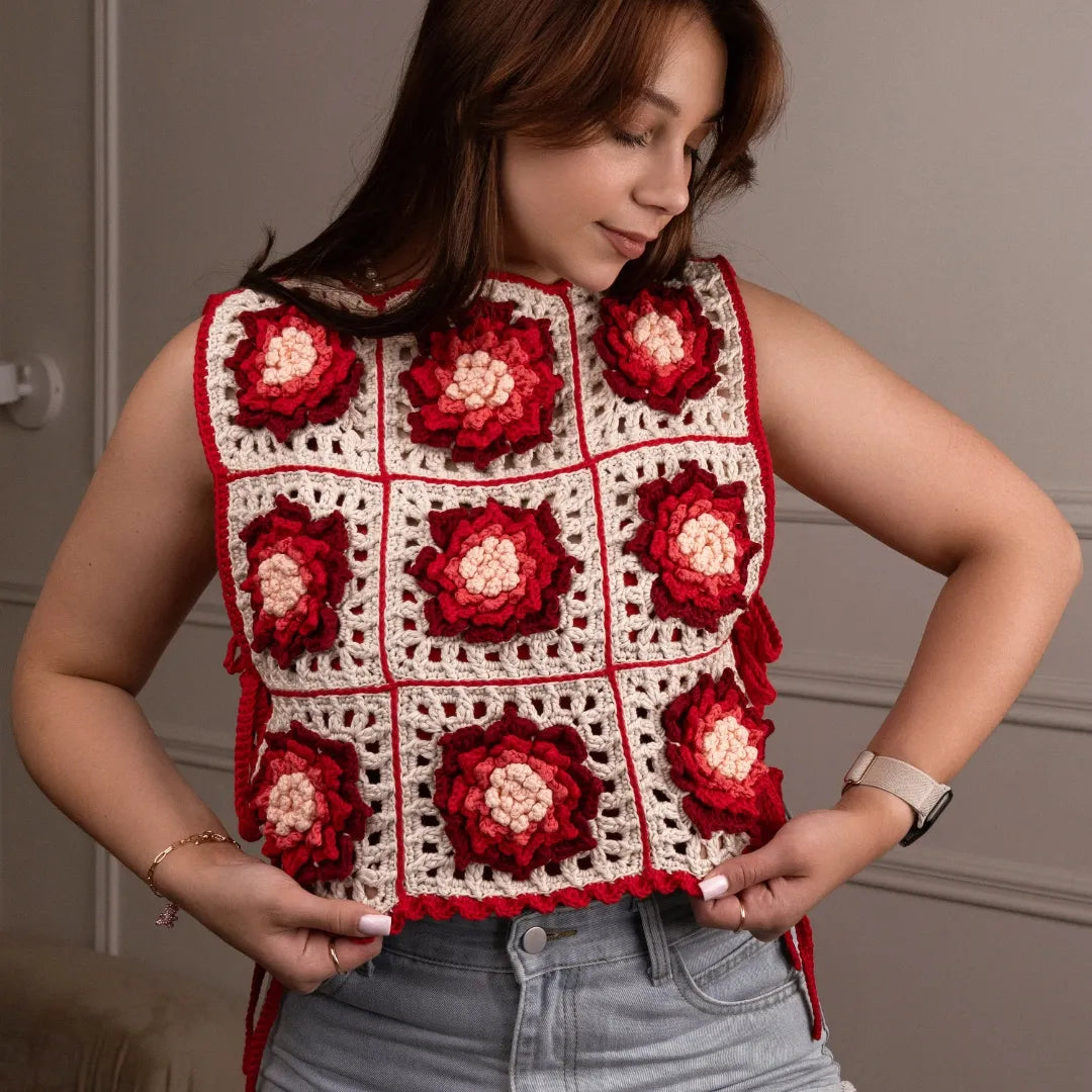 Floral granny square vest Lindsey