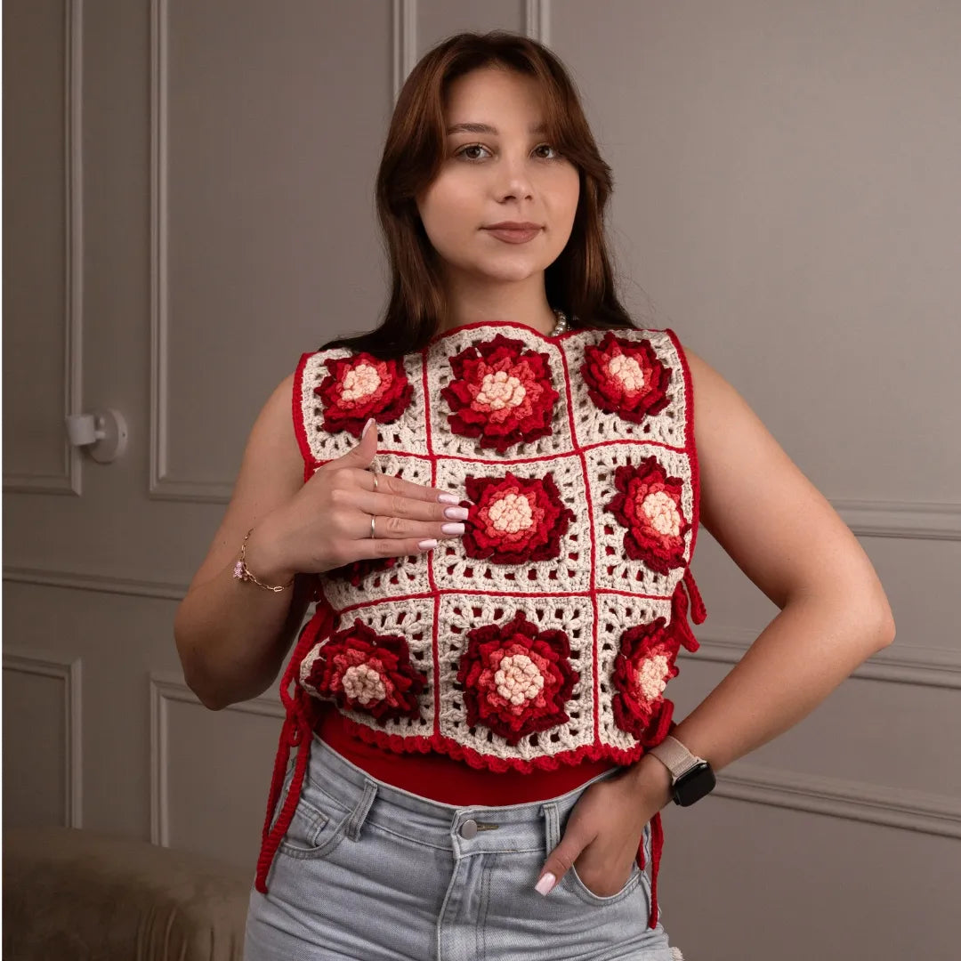 Floral granny square vest Lindsey