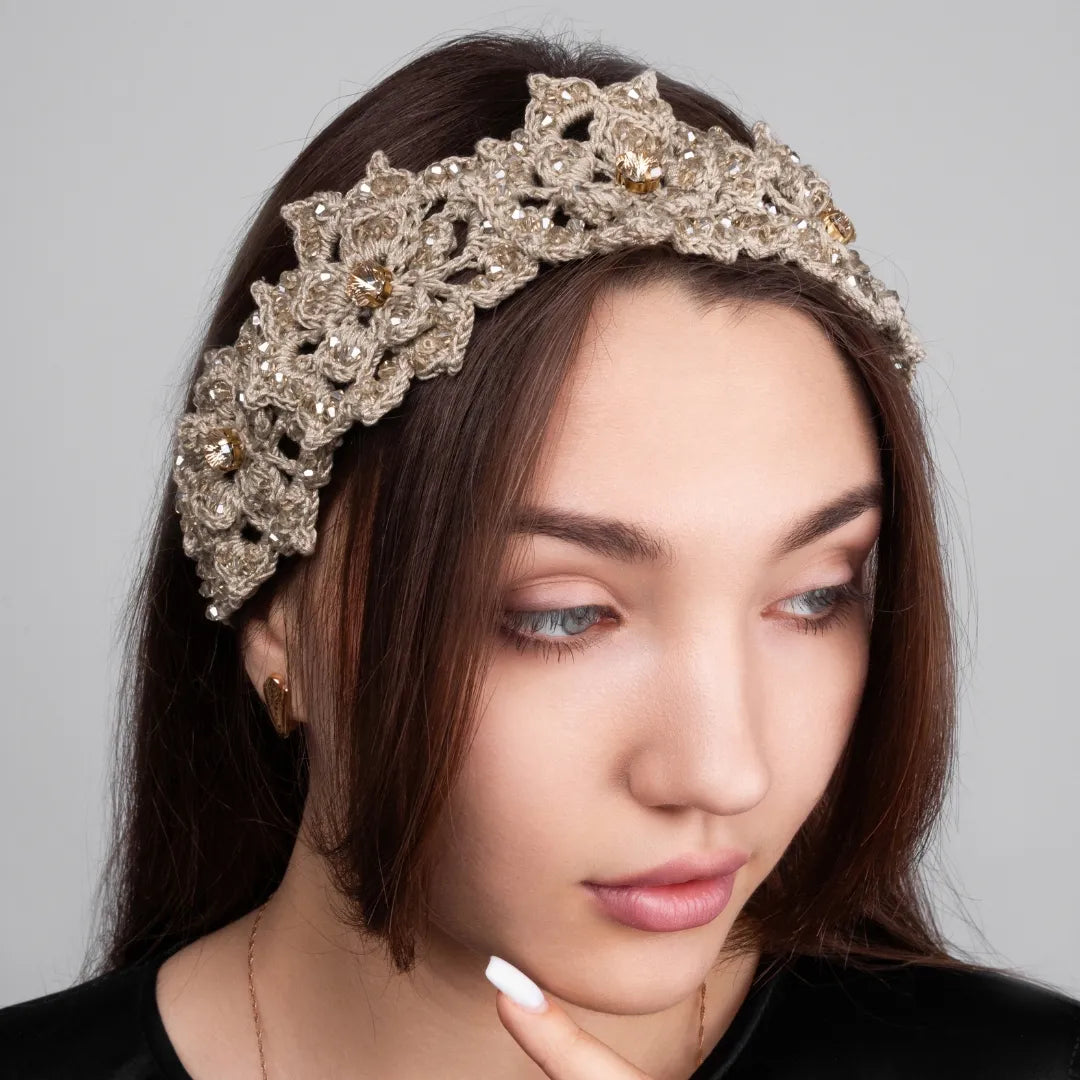 Floral belt with rhinestones and bicones