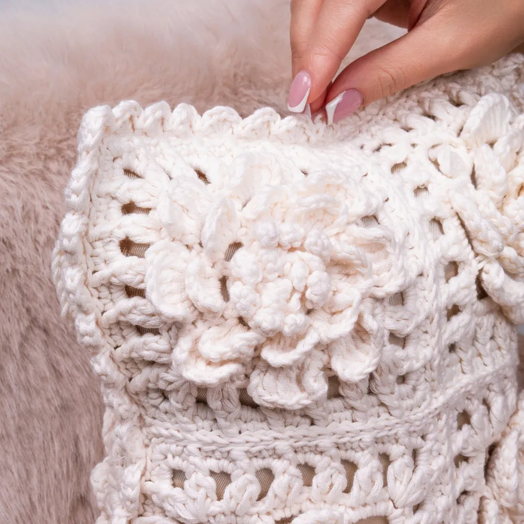 Flower granny square pillow