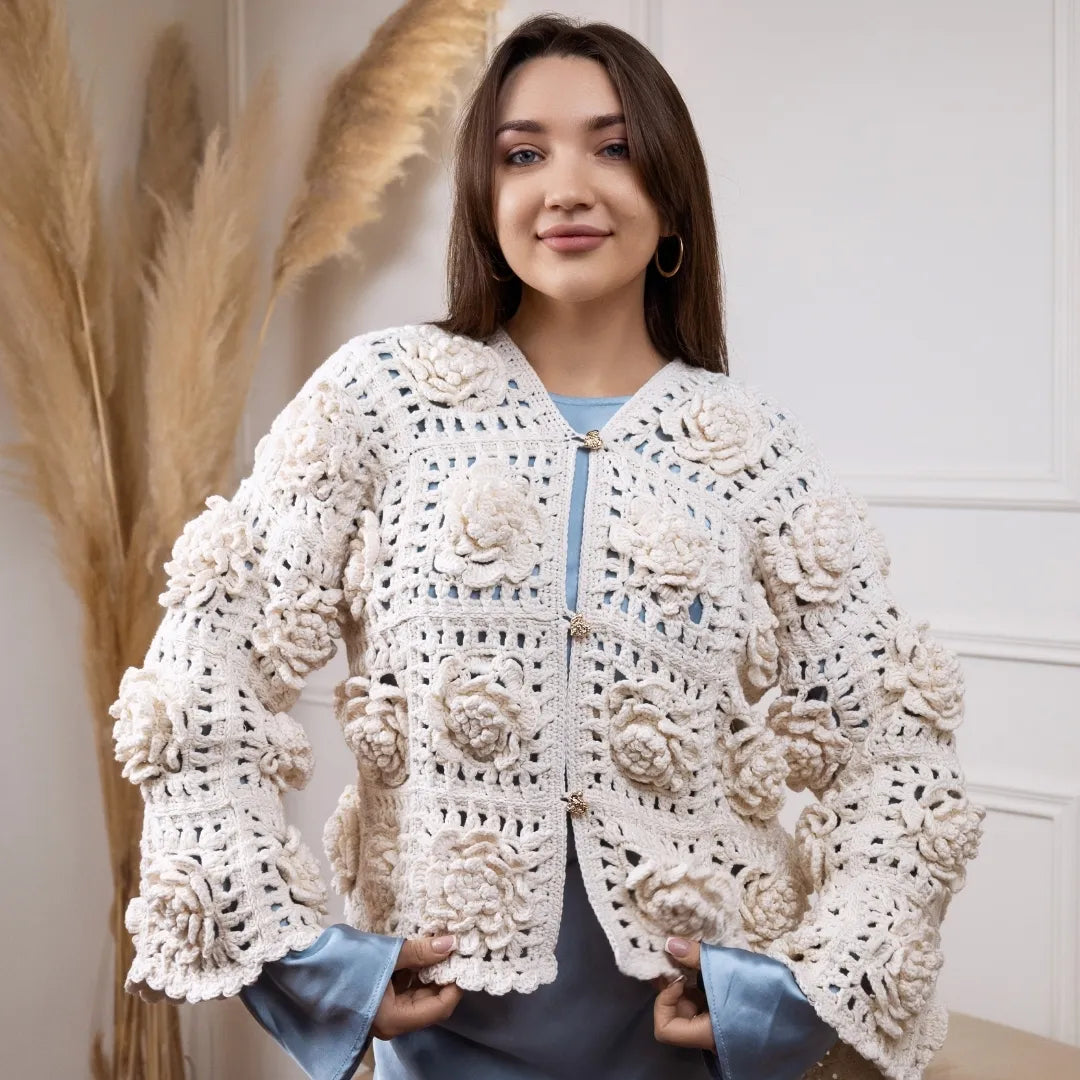 Flower granny square cardigan