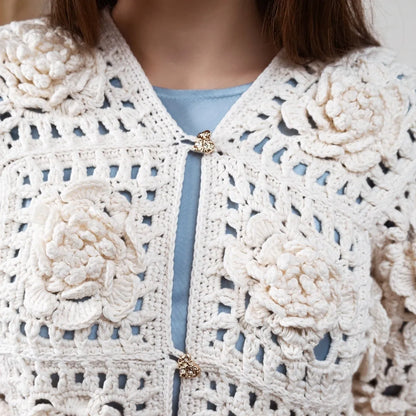 Flower granny square cardigan