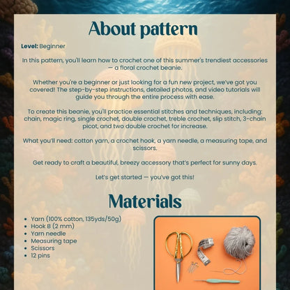 Crochet beanie with flowers