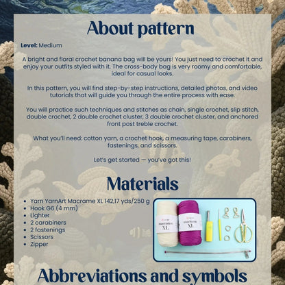 Granny square floral banana bag