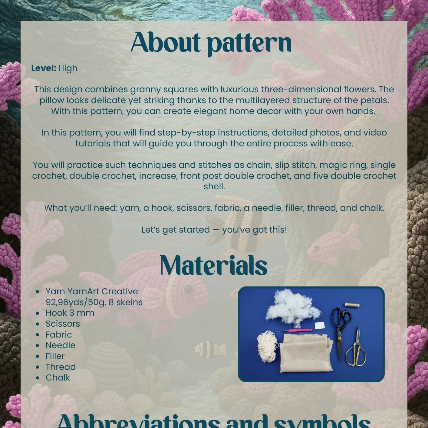 Flower granny square pillow