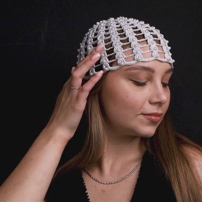 Mesh beanie Audrey with pearls