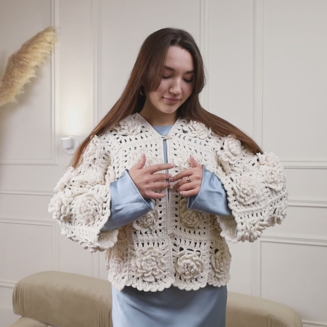 Flower granny square cardigan