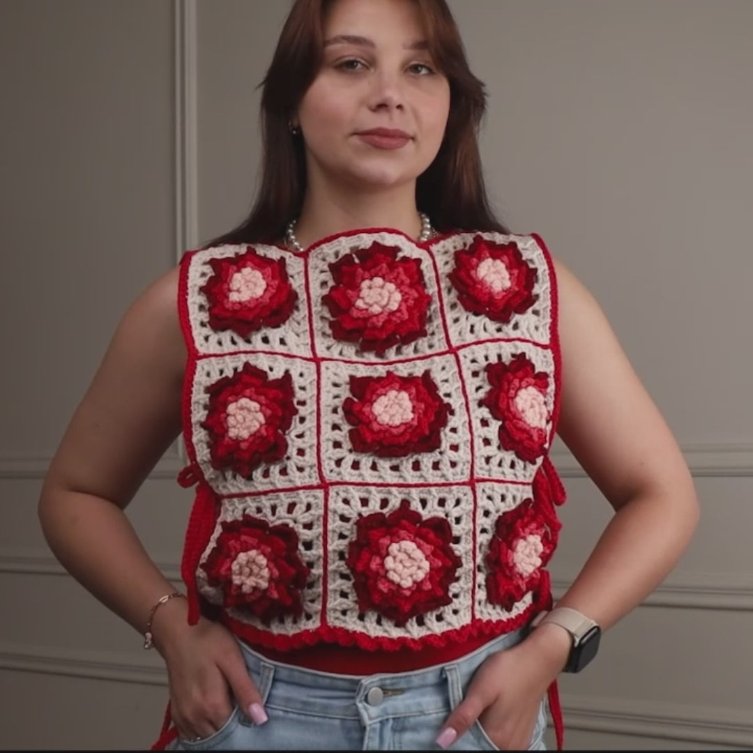 Floral granny square vest Lindsey
