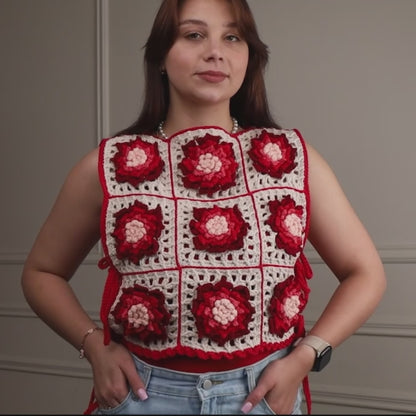 Floral granny square vest Lindsey