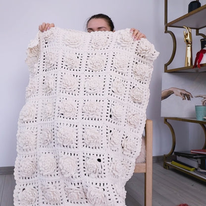 Flower granny square blanket