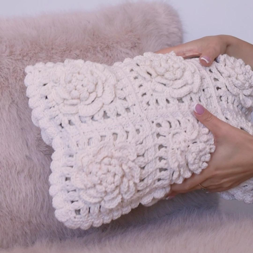 Flower granny square pillow