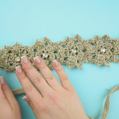 Floral belt with rhinestones and bicones